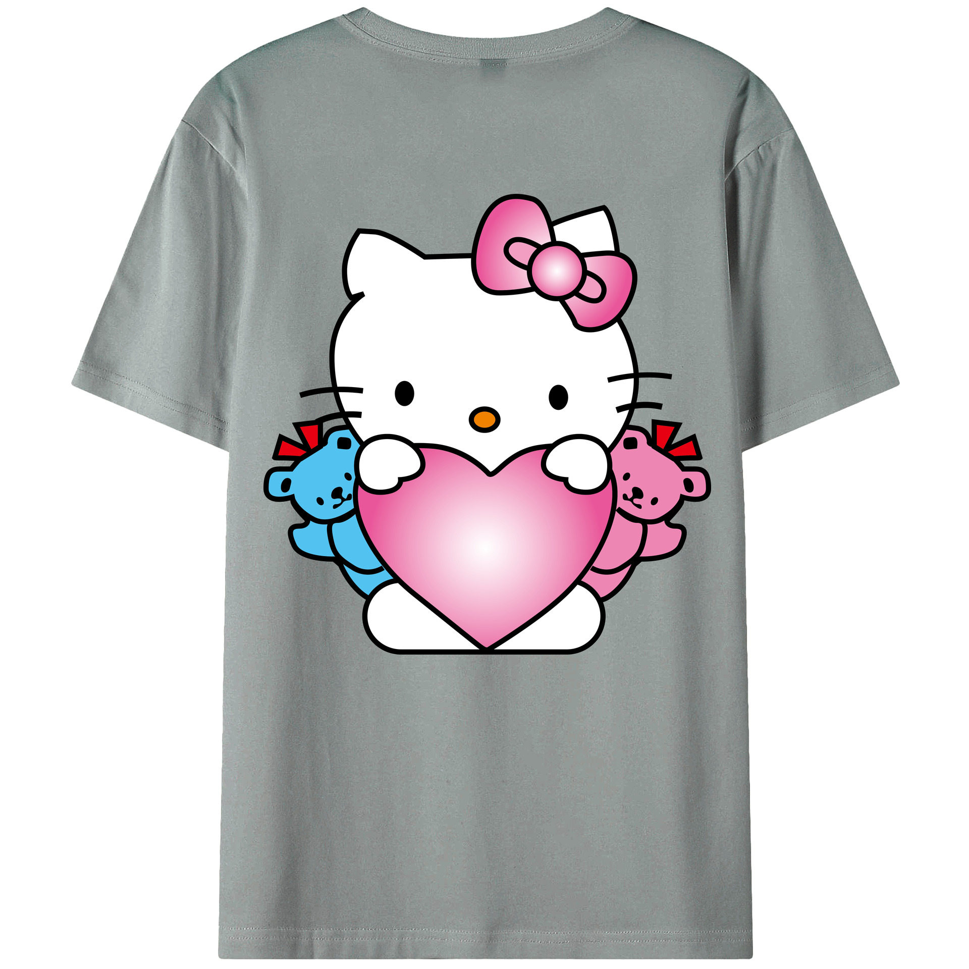 （画像用） Hello Kitty ハローキティ 綿100％ メンズ半袖Tシャツ（バックプリント） 通気性